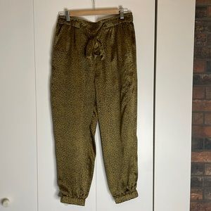 Joie Sequoya Leopard-Print Satin Joggers size M